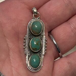 Sterling Silver Triple Turquoise Pendant